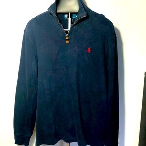 Polo By Ralph Lauren Navy  Cotton Half Zip Pullover Sweater Sz M